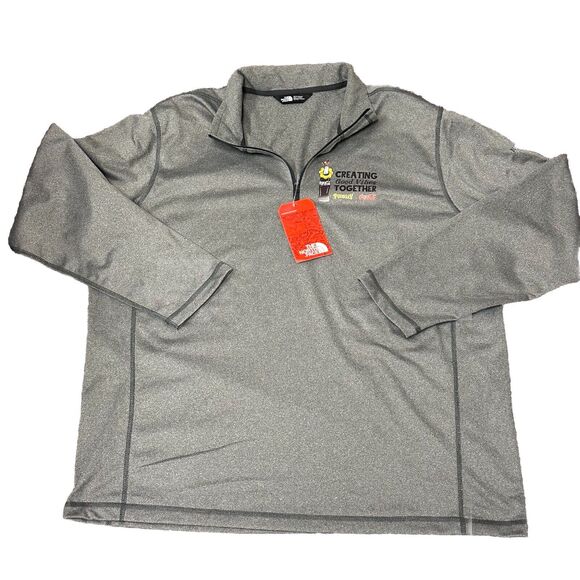 The North Face Tech 1/4 Zip Fleece Mens XXL Asphalt Gray Heather Custom Logo NWT - Picture 2 of 8